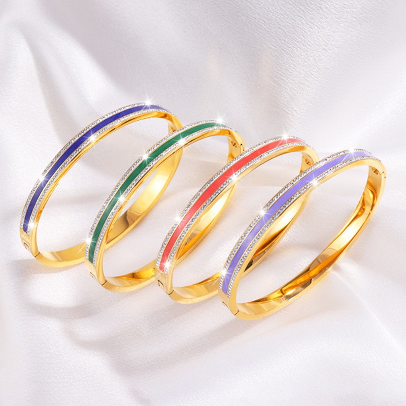 Pulsera de acero titanio, pulsera de acero inoxidable con diseño de estrellas y efecto de goteo de aceite para mujer, sensación de alta gama, moda europea y americana, pulsera que no se decolora. image 4