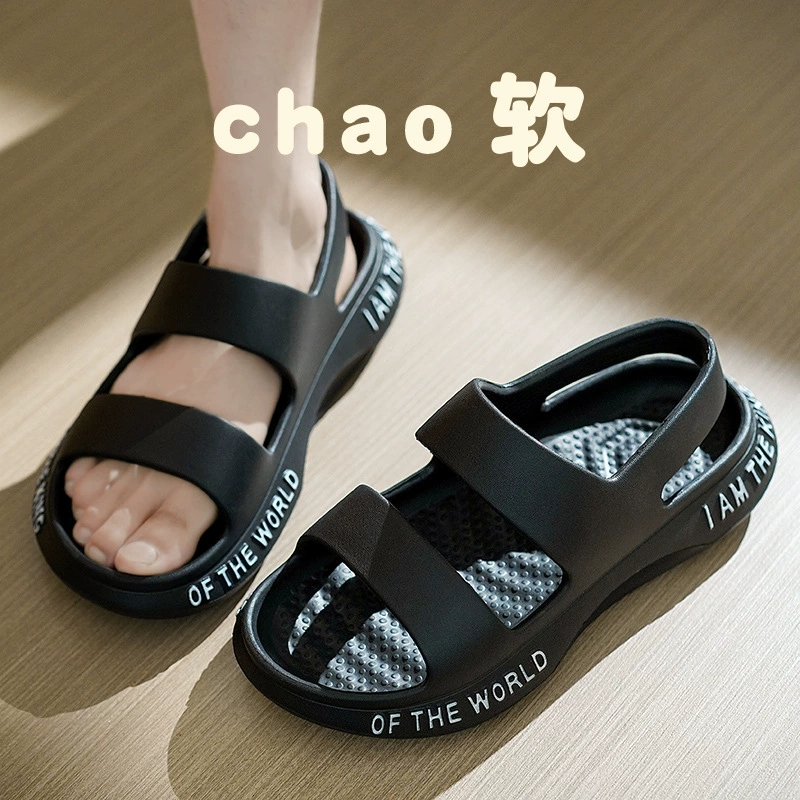 Summer beach footwear, casual footwear, sandals, slide, breathable comfortable sports shoes, Korean style, soft sole