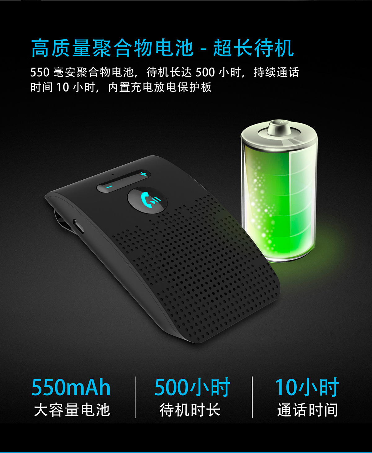 Sp09 Sun Visor Car Hands-Free Bluetooth Call System V5.0 Wireless Hands-Free Call One-To-Two Bluetooth Call