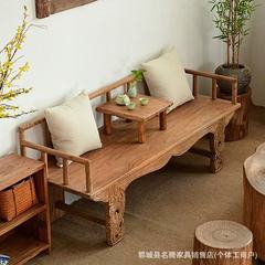 中国の古いニレ羅漢ベッド無垢材禅ソファベッドホームリビングルーム羅漢ベッド風化ダブル瞑想ソファ