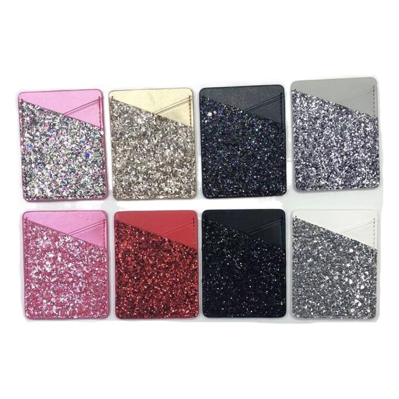 Cross-Border Mobile Phone Card Holder, Dual-Card Adhesive Phone Back Sticker Card Holder, Pu Id Card Holder, Bus Card Id Holder
