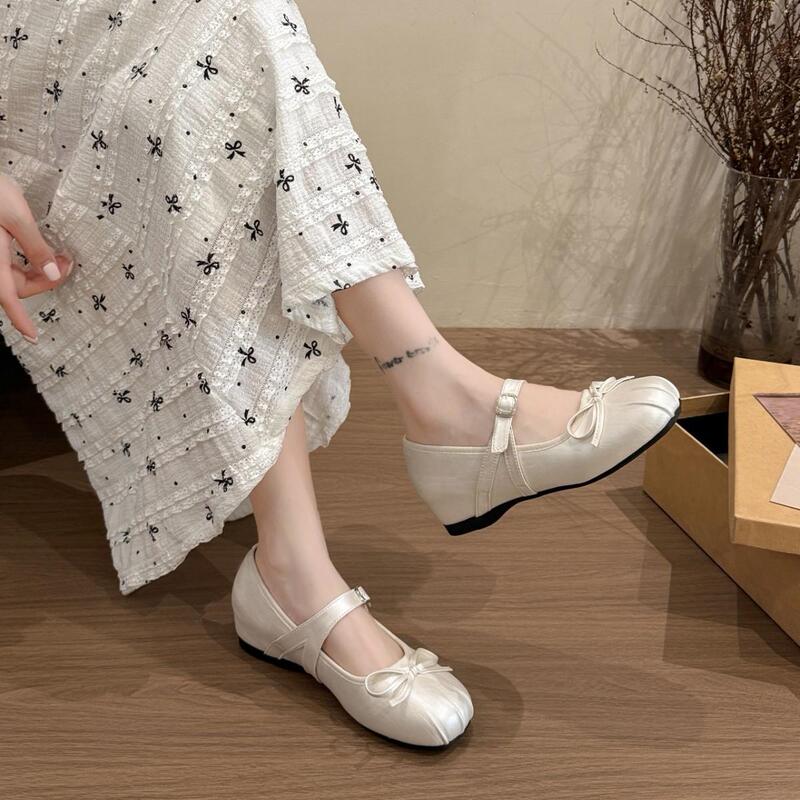 法式内增高银色芭蕾舞单鞋女夏2025新款配裙子玛丽珍小皮鞋晚晚鞋|undefined