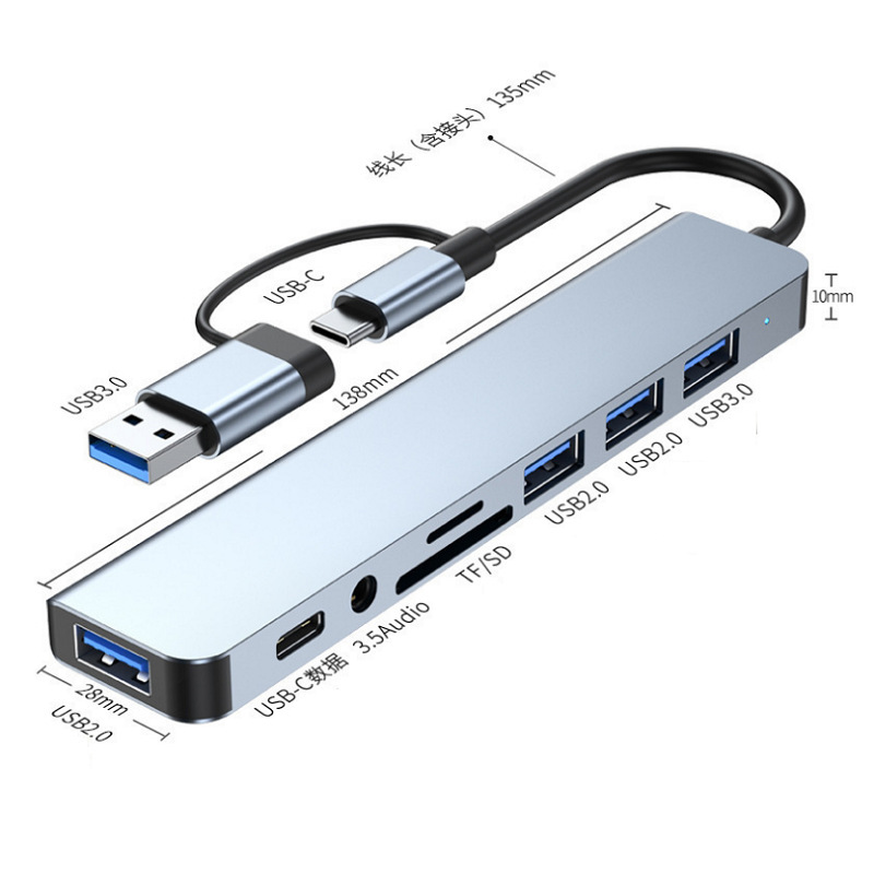 Type-C Eight-In-One Dual-Head Docking Station Laptop Multi-Functional Multi-Port USB Hub