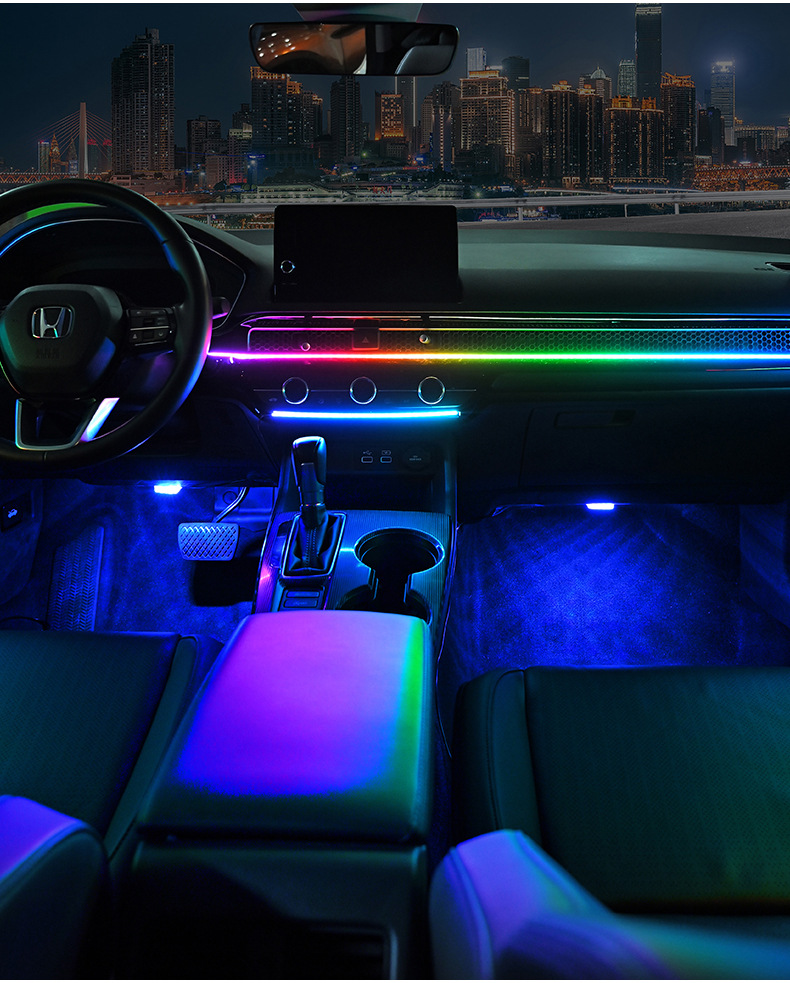 Full Car Led Ambient Lighting for Dashboard Modification, USB Car Door Ambient Lighting, Music Rhythm Lights