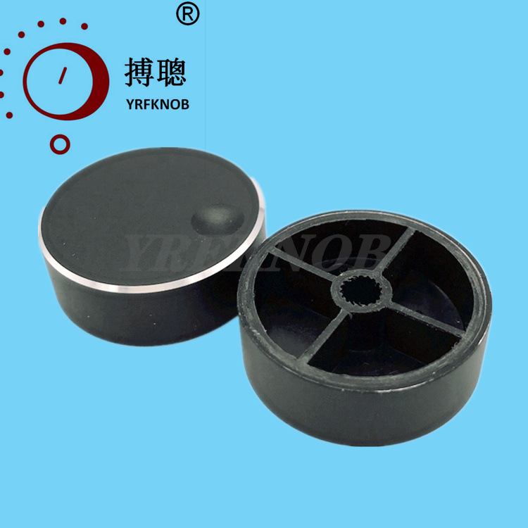 YRFKNOB铝合金旋钮手指印直身喷砂直径34*12mm氧化黑色开关旋钮盖