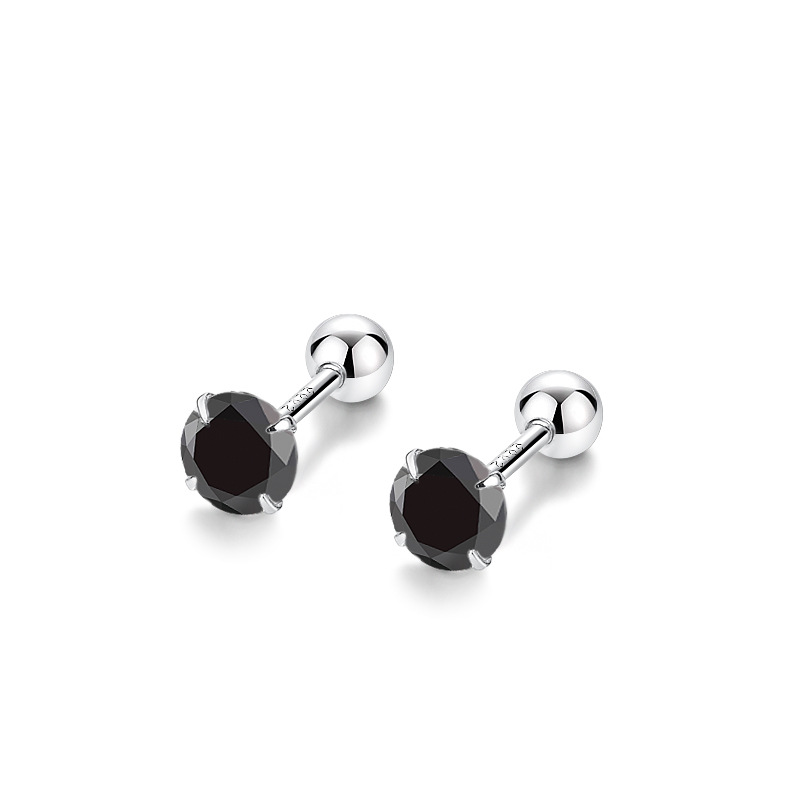3g Weight Zircon Inlay Material 1 Pair 925 Sterling Silver Geometric Ear Studs