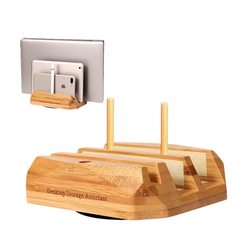 Wooden Laptop Stand Vertical Functional Desktop Storage Rack Laptop Stand Wooden Storage Rack