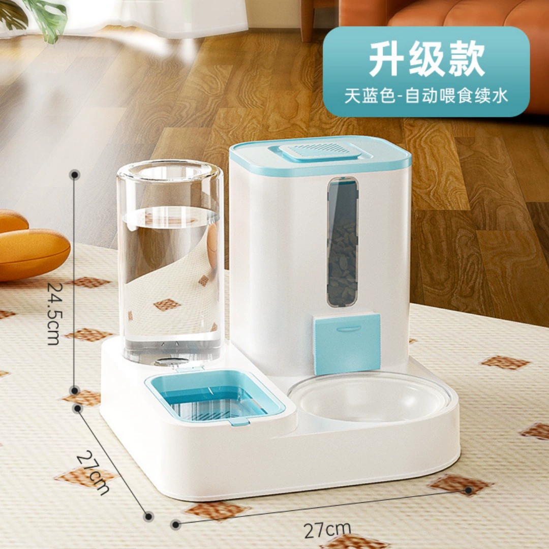 Cat bowl, dog bowl cat food bowl cat cat food automatic feed device drinking water integrated cat pot ceramic pet drink water double bowl