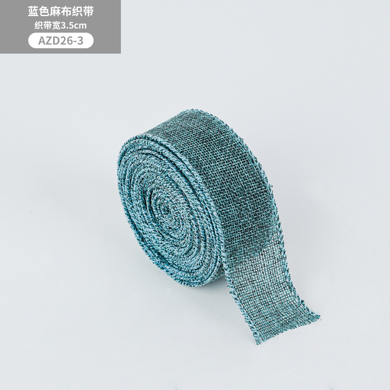 Navidad nuevo 6,3 cm arco azul ELK patrón imitación Lino cinta hierro alambre borde DIY arco cinta