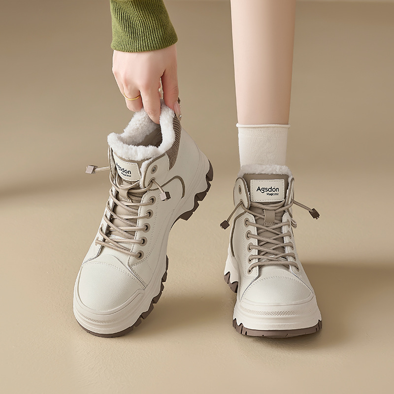 Augu león para escalar zapatos de terciopelo para mujeres 2025 nuevos zapatos de algodón casuales de invierno al aire libre