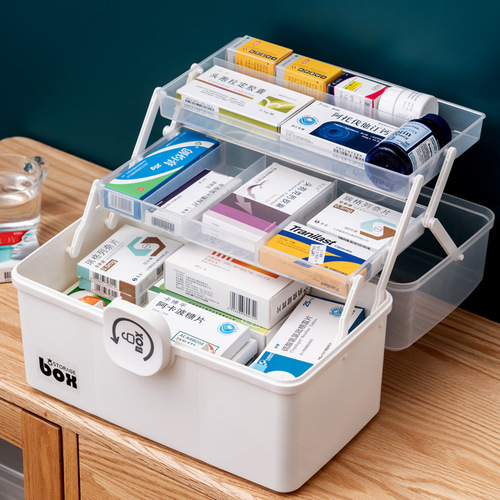 Household medicine box household large-capacity multi-layer classified medicine box full set of emergency medical care medical drug storage box