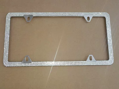 Cross-border wholesale simple diamond frame US gauge license plate frame stainless steel rhinestone license plate frame export license plate frame (License plate holder/license plate holder) - white