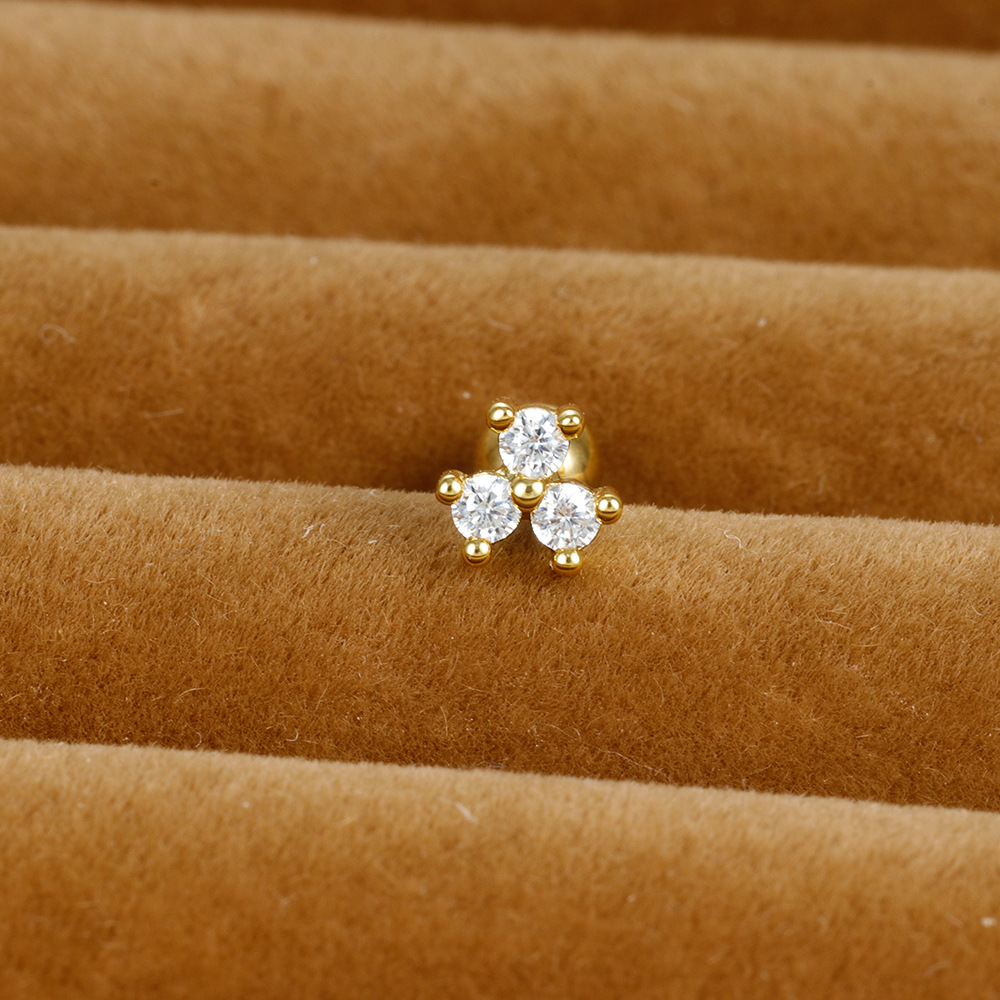 3g Weight Zircon Inlay Material Ear Studs Classification 1 Piece Quantity Daily, Street Occasion Stainless Steel Material Star, Heart Shape, Crown Pattern Women's Gender Plating, Inlay Design Simple Style Style 1 Piece Simple Style Star Heart Shape Crown Plating Inlay Stainless Steel Zircon Ear Studs 1