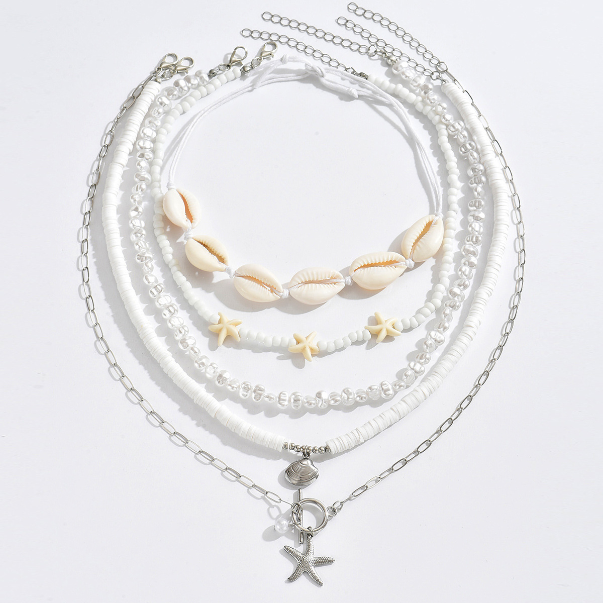 Ocean Inspired Shell And Pearl Layered Necklace For Women_voghion.com