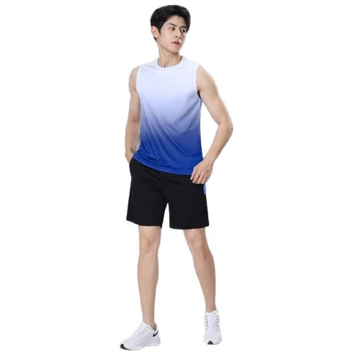 Men's Sports Tank Top Fitness Clothing Quick-Dry Ice Silk T-Shirt Short Sleeve Running Summer Shirt Badminton Clothing