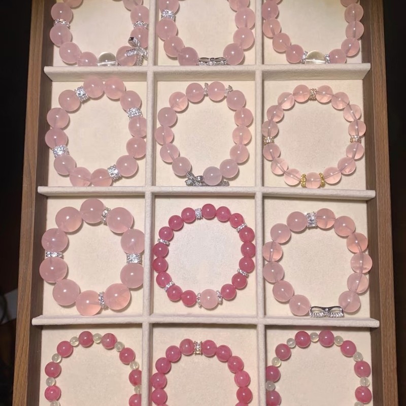 晗珞~圆珠草莓晶珍珠葫芦弹力手链甜美精致小众手串休闲百搭手饰|undefined