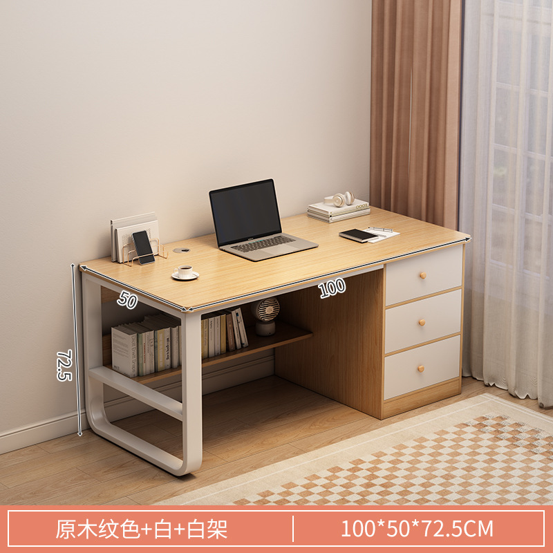 Mesa de escritorio, estante de libros para estudiantes de escuela secundaria, escritorio de escritorio simple para estudiantes de escuela secundaria, escritorio de computadora de estudio con cajón