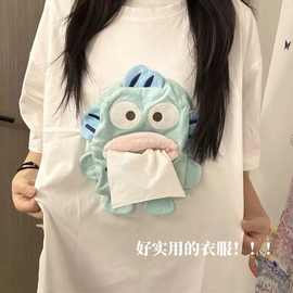 夏季新款阿呆抽象衣服搞怪儿童小丑鱼随身带纸上衣亲子装短袖t恤