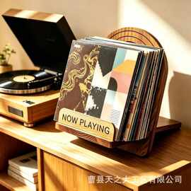 跨境木质唱片置物架可拆卸黑胶唱片展示架乙丙烯CD唱片客厅收藏架