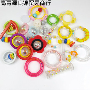Wholesale transparent children rattles baby calming hand bell plastic bell toy accessories
