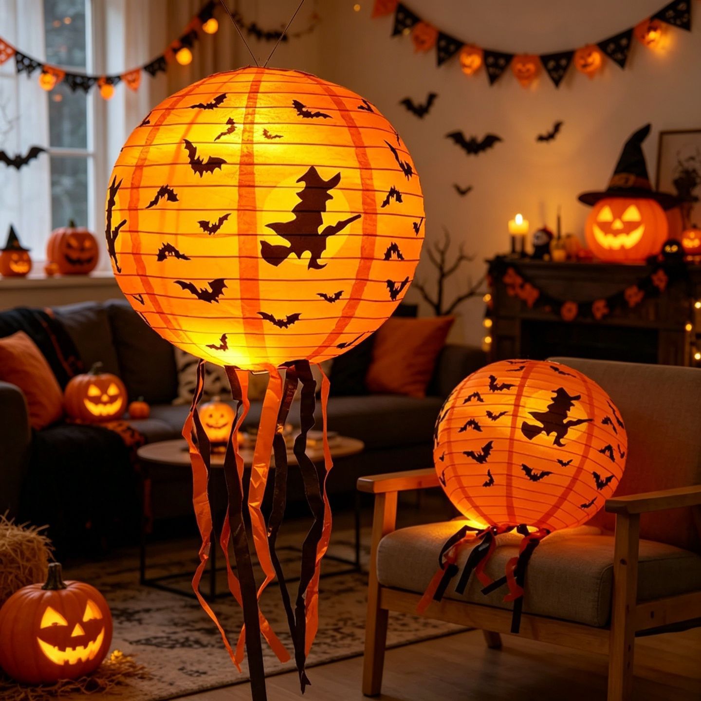 Decoración de Halloween linterna de papel decoración colgante decoración de fiesta decoración de Acción de Gracias decoración fantasma decoración calabaza bola de panal