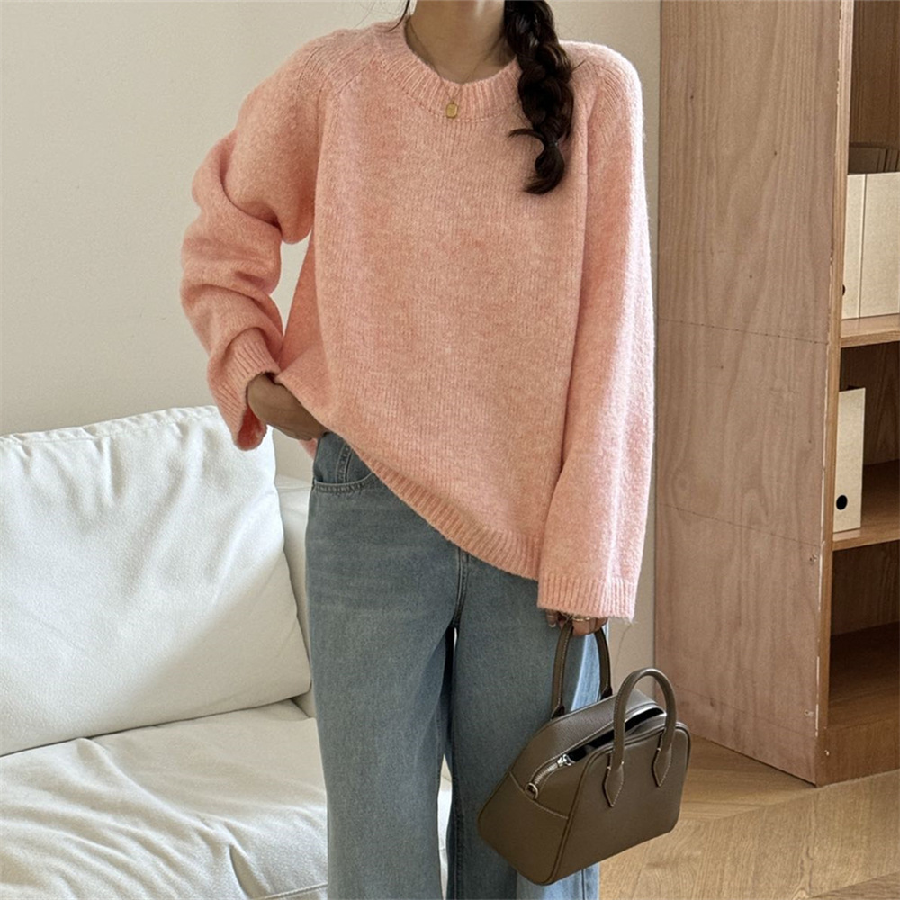 24 invierno Puyuan perezoso viento grueso suave glutinoso chaqueta suéter para mujeres otoño invierno nuevo estilo coreano ancho