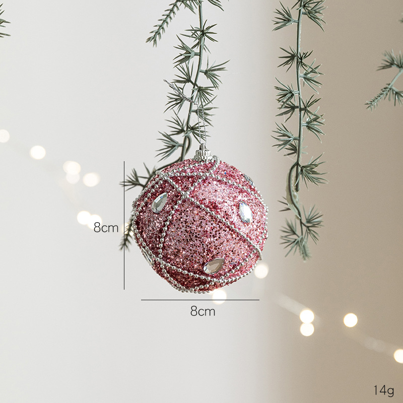 ホット販売クリスマスボール装飾 8 センチメートルピンクフォームボールペンダントインクリスマスツリー装飾ピンクパッケージハンギングボール