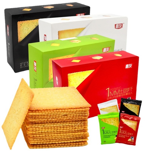 Jiayou Potato Cookies Thin Crispy Biscuits 318g Leisure Food Small Bags Snacks Full Carton 15 Boxes Wholesale