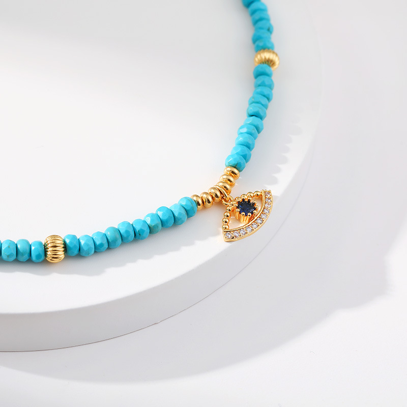 Retro Eye Turquoise Plating Rhinestones Bracelets 1 Piece