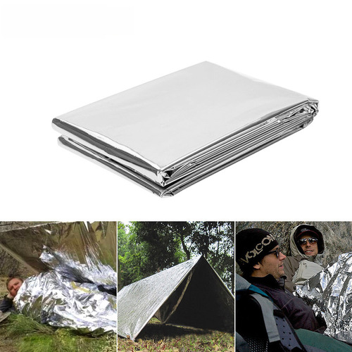 Emergency Insulation Blanket for Wilderness Camping, Outdoor Silver Gold Aluminum Foil First Aid Blanket, Camouflage Orange First Aid Blanket