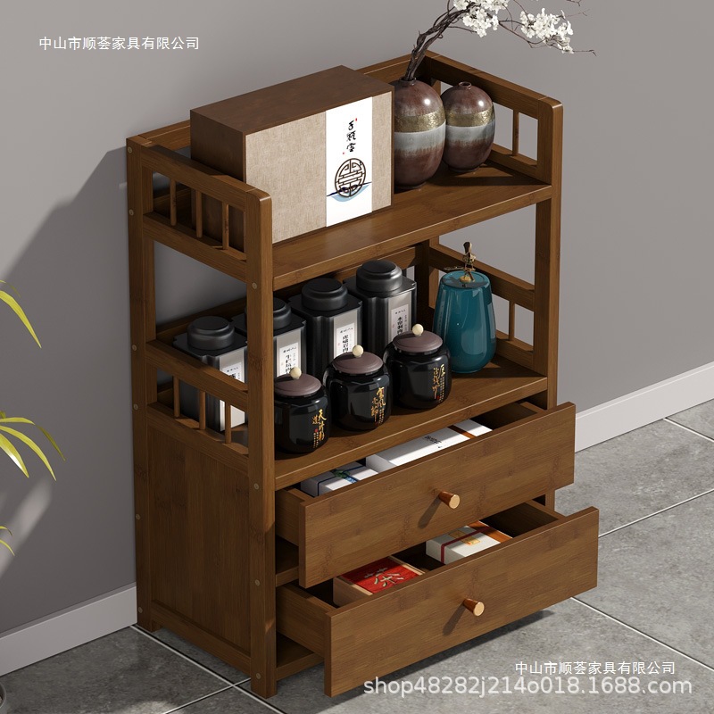 Tea Cabinet Storage Rack Office Tea Cabinet Solid Wood Living Room Tea Side Cabinet Tea Table Side Storage Storage Small Cabinet