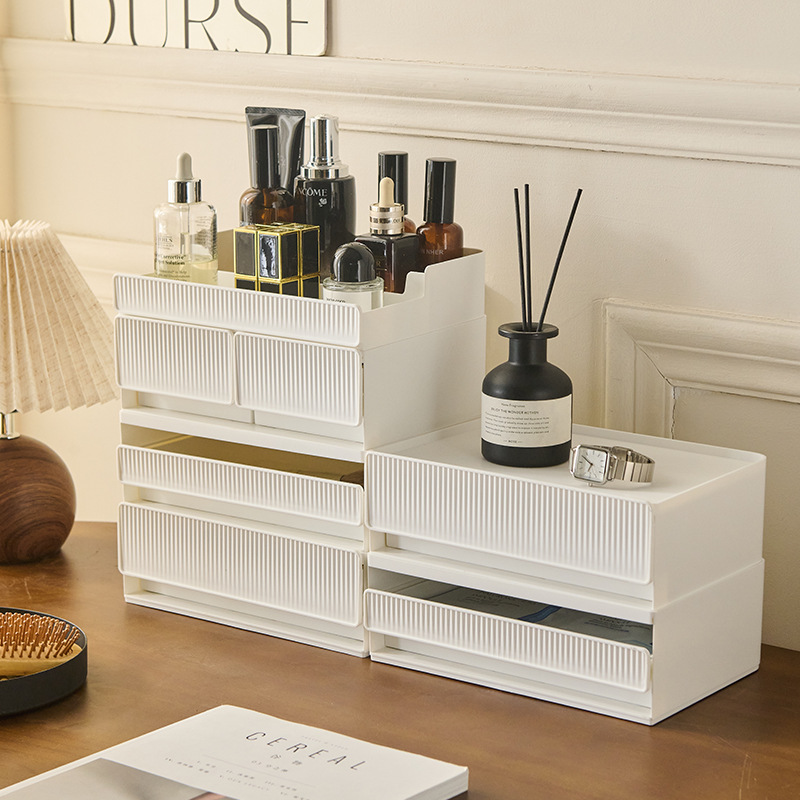 Caja de almacenamiento de cosméticos, tipo de cajón de escritorio, productos para el cuidado de la piel de alta gama, estante de escritorio de lápiz labial, almacenamiento multicapa