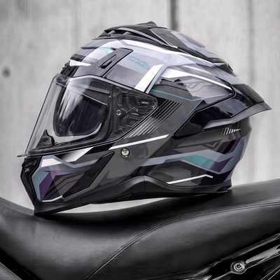 Motosiklet kaskı (dəbilqə) — riding, full-face motorcycle helmet - gray-star-shuo-m55-56cm