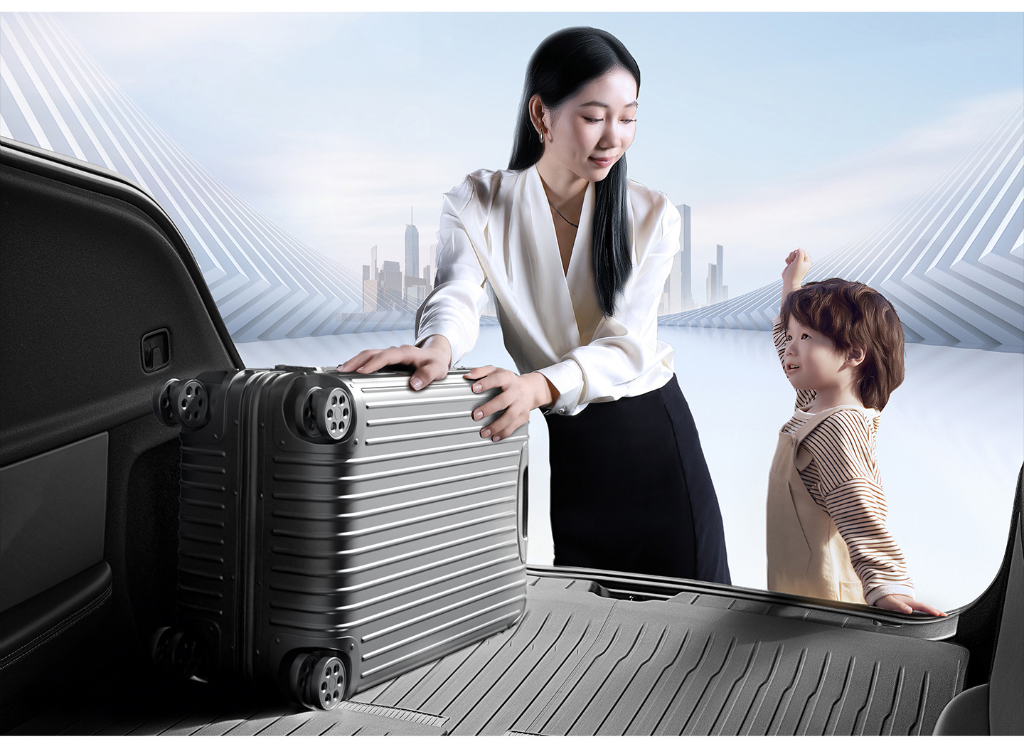 Suitable for Tesla Six-Seater Model Yl, Tpe Trunk Mats for Front and Rear Do Not Affect the Original Car's Functionality