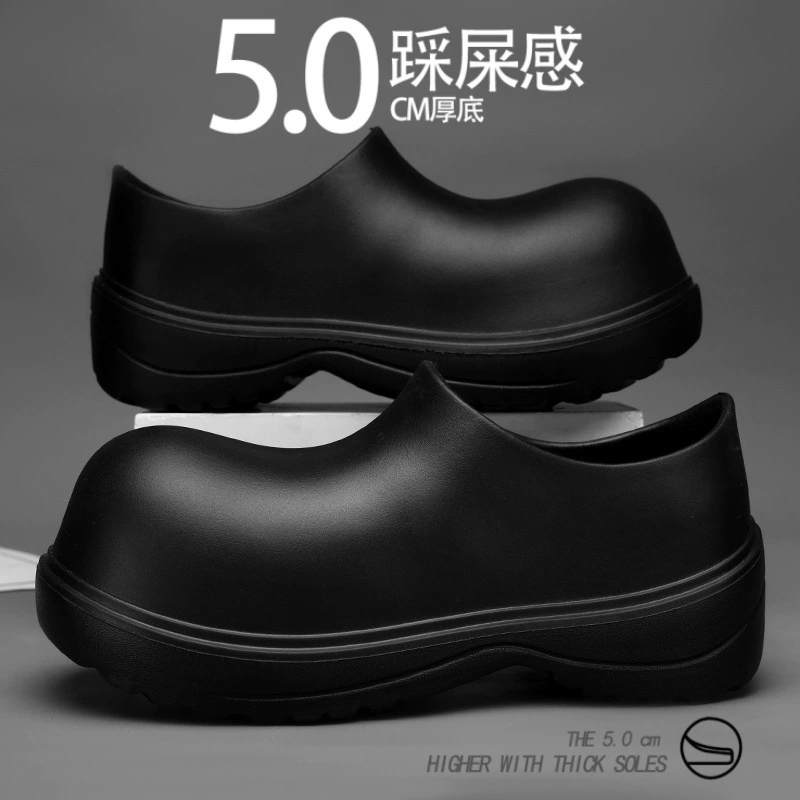 Тапочки Мужская мода Дерби обувь нишевые кожаные туфли EVA водонепроницаемая обувь для шефа по страхованию труда