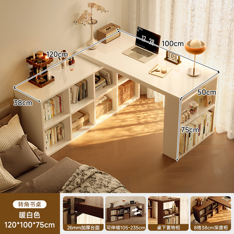 Esquina de madera maciza, escritorio, estantería, mesa integrada, dormitorio, hogar, tocador para estudiantes, escritorio para computadora en forma de l, oficina
