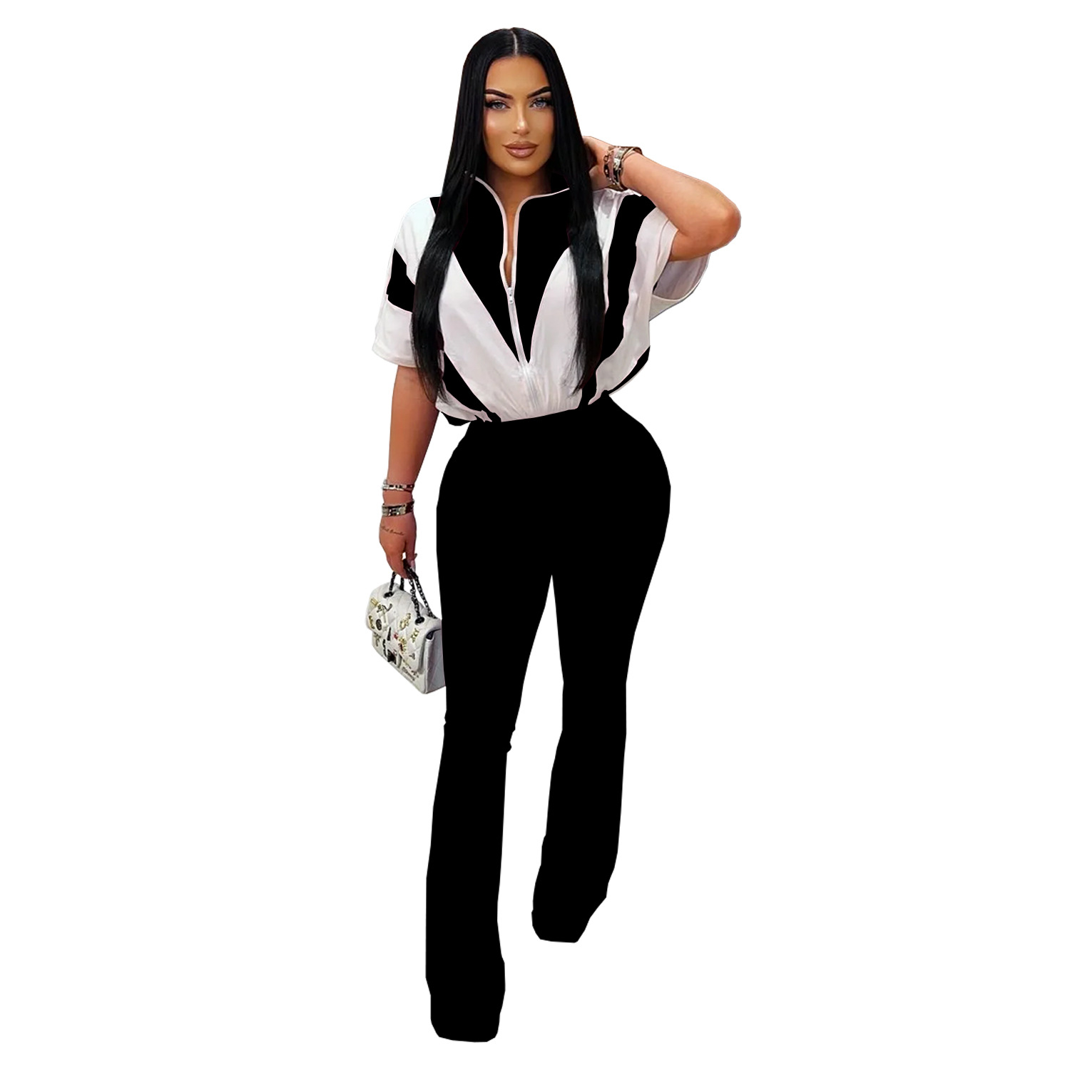 C7306 Aliexpress transfronterizo Amazon Europa y América de moda ropa de mujer casual delgada deportivo de mangas cortas pantalones largos set nuevo
