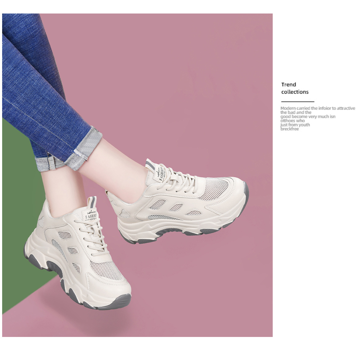 Giày sneaker nữ đế dày phối quần ống rộng, giày thể thao lưới thoáng khí mùa hè — DH 58623 Trắng, DH 58623m màu xám chi tiết 12