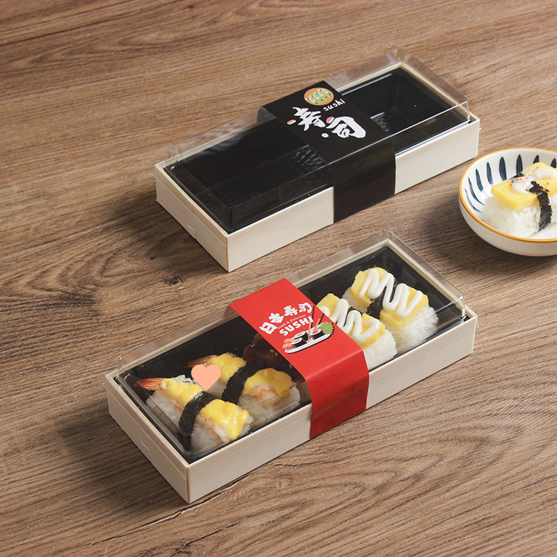 木声寿司包装盒刺身卷寿司打包盒一次性日式高档长条方形木制餐盒