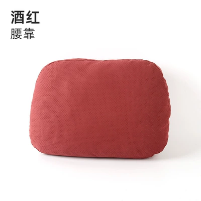 Headrest: Car Lumbar Cushion, Car Backrest - burgundy-single-lumbar-support-dupont-cotton-core-suede-breathable-perforation