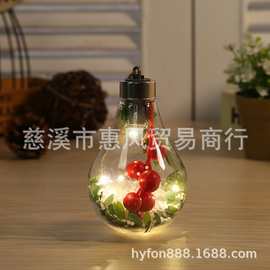 LED透明内景圣诞球圣诞装饰品创意仿真灯泡场景装饰挂件塑料球