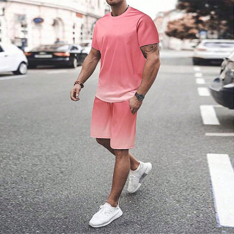 2023 camiseta de moda de verano corriendo fitness cuello redondo manga corta 3D impresión de los hombres de comercio exterior traje de Deportes de calle