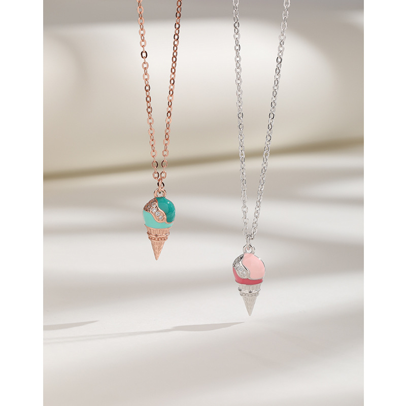 925 plata esterlina helado Collar para las mujeres lindo nicho diseño personalidad fresca todo partido clavícula cadena collar