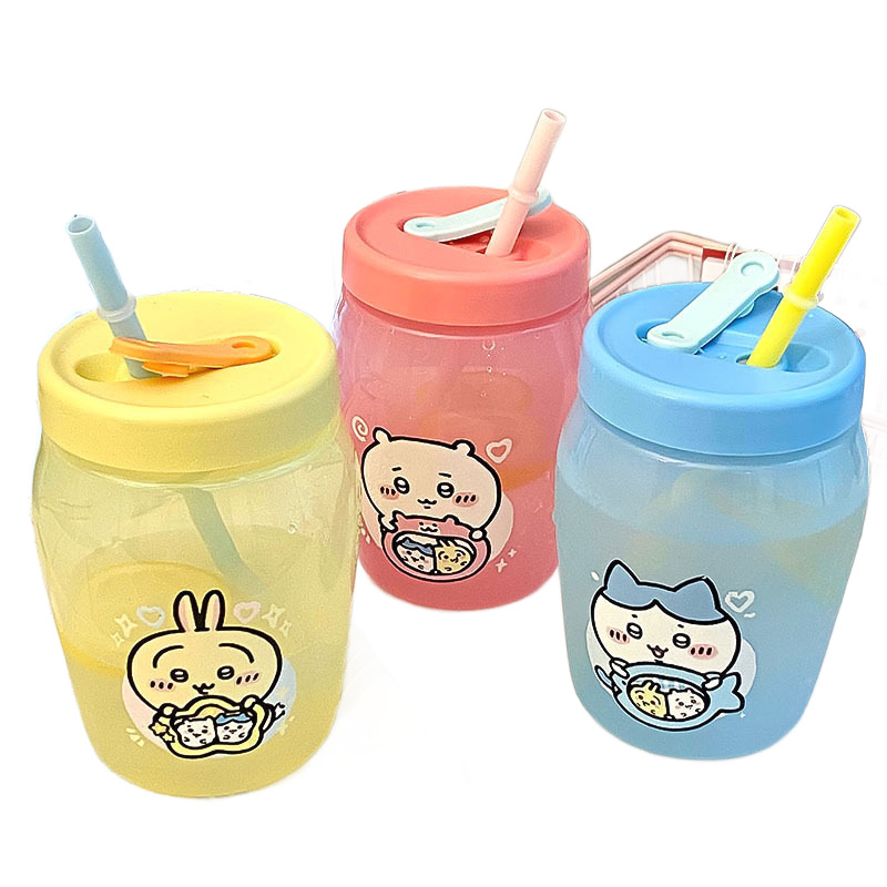 지이카와 550ml 대용량 빨대컵 어린이 휴대용 물컵 흘림 방지
