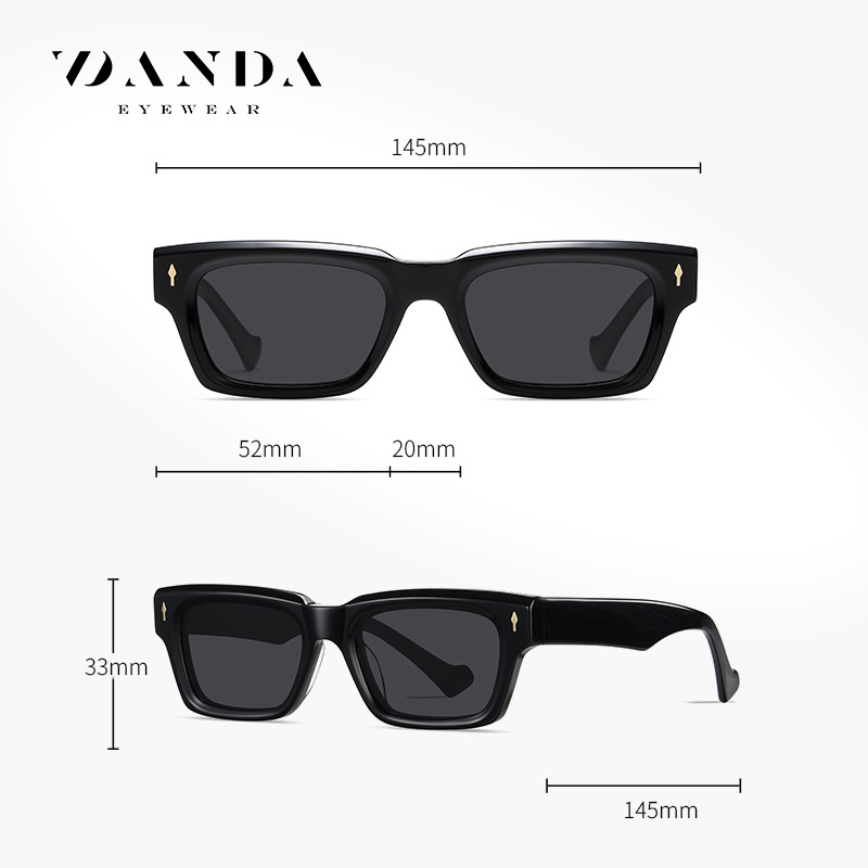 Gafas de montura cuadrada clásicas europeas y americanas S32108 Gafas de sol para conducir Gafas de sol polarizadas de hoja hecha a mano de ácido acético de moda