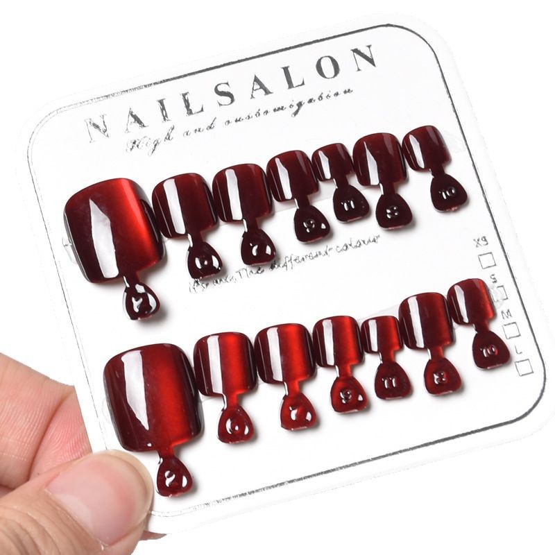 Unas de pie de gato rojo, uñas de pie desmontables, productos acabados, uñas de pie desmontables, carro de uñas rojo