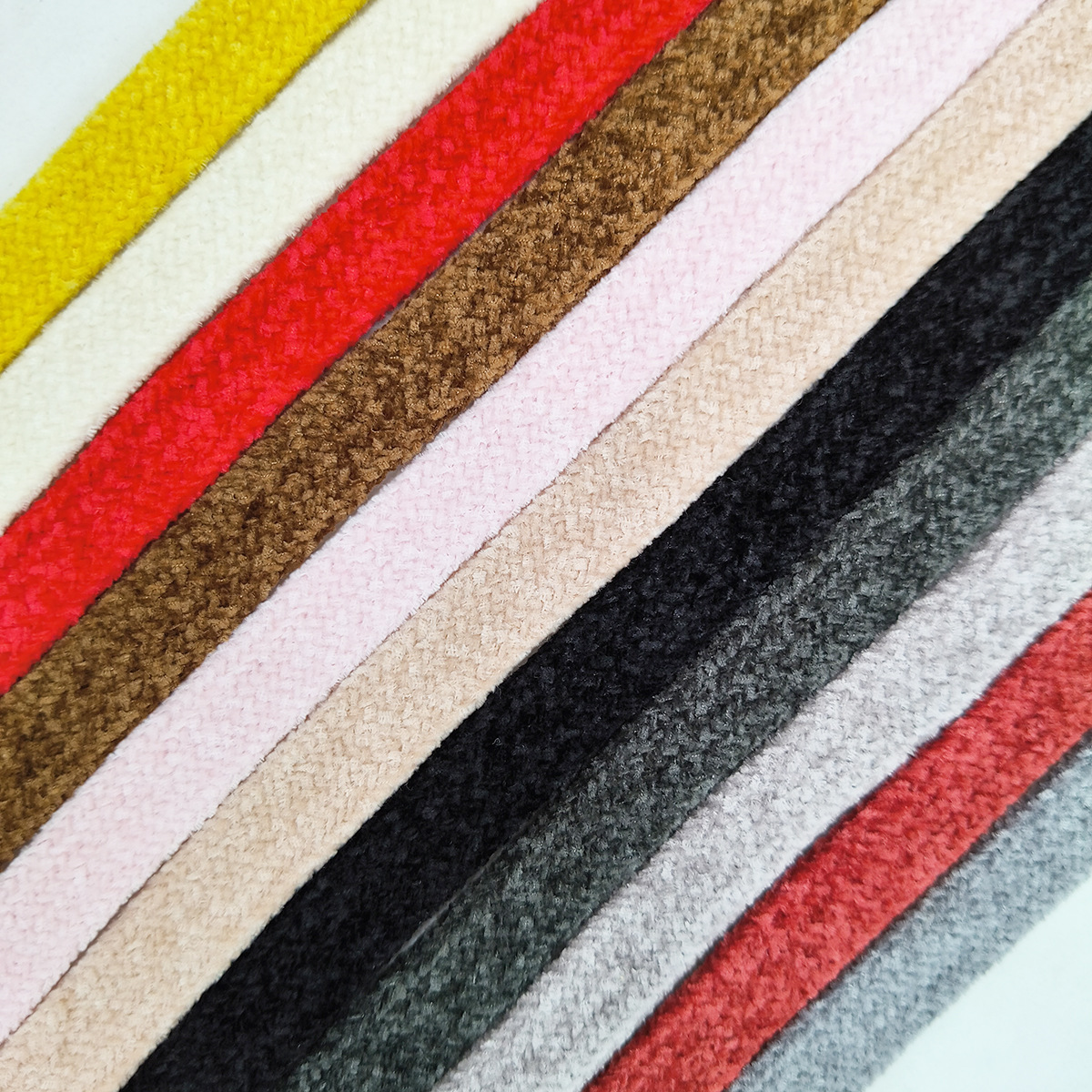 10mm color Chenille otoño invierno zapatos blancos pequeños zapatos planos huecos cordones planos casuales versátiles cordones de zapatos de doble capa