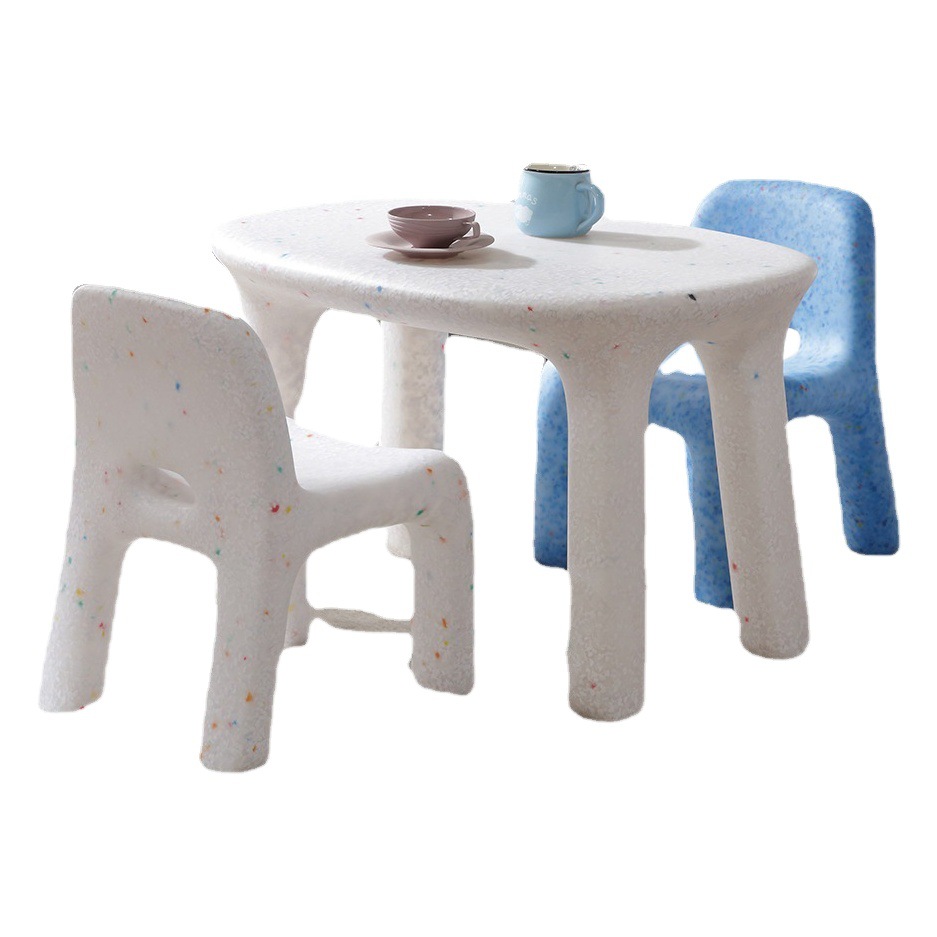 Kindergarten Children's Chair with Marble Spots, Cute Style, Early Education Kids' Chair with Backrest, Low Stool