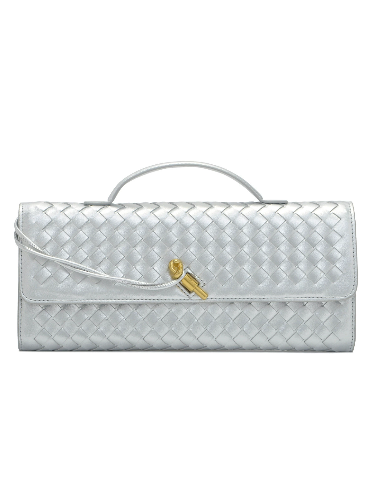 Кожаная горизонтальная клатч-сумка для женщин, стиль «Sticks», однотонная, 30.5×4×12.5 см