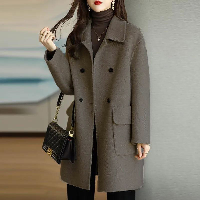 Autumn and Winter cross-border New plus size women's woolen coat Korean-style thick warm mid-length loose coat top